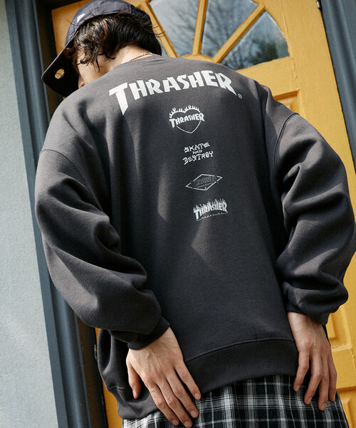 「THRASHER」 スウェットカットソー MEDIUM ネイビー メンズ_画像9