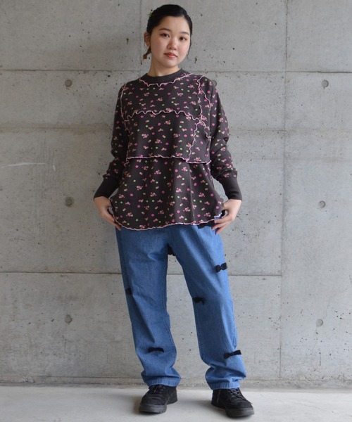 「CALMIA」 デニムパンツ 160cm ライトブルー レディース_画像3