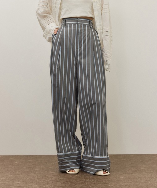 ADAM ET ROPE'（アダムエロペ） スラックス パンツ ストライプシャツ