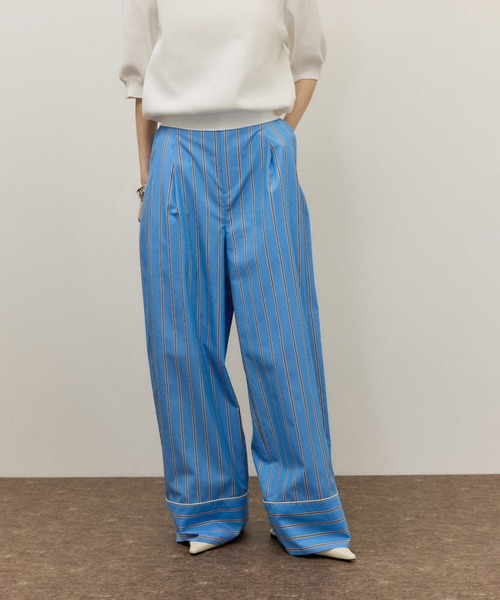 ADAM ET ROPE'（アダムエロペ） スラックス パンツ ストライプシャツ