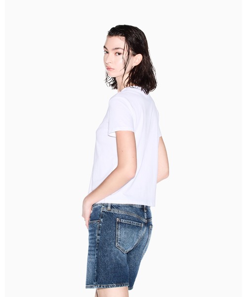 tシャツ 「A|X アルマーニ エクスチェンジ」スパンコールロゴ 半袖クルーネックTシャツ/REGULAR BOXY レディースの画像