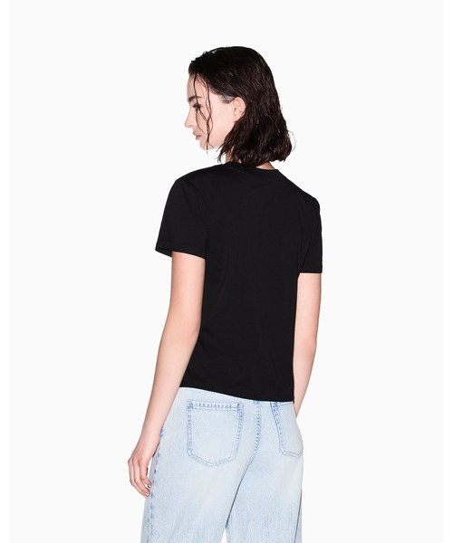 tシャツ 「A|X アルマーニ エクスチェンジ」スパンコールロゴ 半袖クルーネックTシャツ/REGULAR BOXY レディースの画像