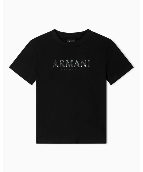 エンポリオアルマーニ Tシャツ 半袖 スパンコール刺繍 ピエロ 40 黒 EMPORIO ARMANI アルマーニ 半袖 Tシャツ エンポリオアルマーニ 定番