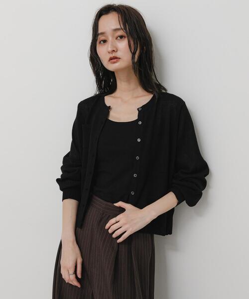 新品 レザレクション 黒カーディガン SENSE OF PLACE by URBAN RESEARCH カーディガン 「洗濯可」UVケア