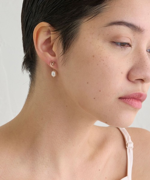 ピアス 入学式 「K10」ダイヤモンドハートピアス レディースの画像