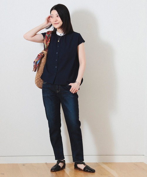 BEAMS HEART ブラウス シャツ クレリック ストライプシャツ