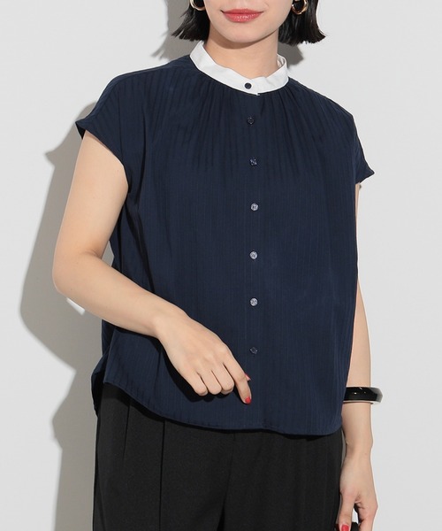 BEAMS HEART ブラウス シャツ クレリック ストライプシャツ