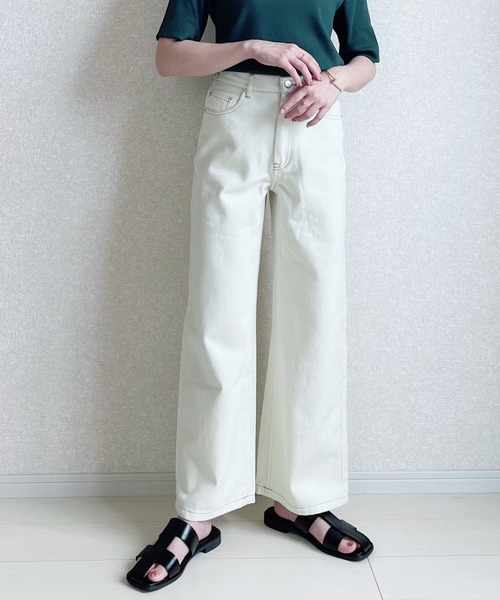 【関税込み】Dunst ベージュ セミワイド ジーンズ Mrs.Jeana公式】｜大人が選ぶ上品ワイドパンツ｜ストリィキング