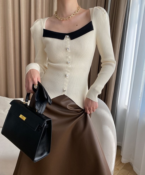 エンフォルド　長袖ブラウス　シャツ　ニットドッキング　異素材　バイカラー　38 ブラウス シャツ バイカラーニットブラウス レディース : ZOZOTOWN