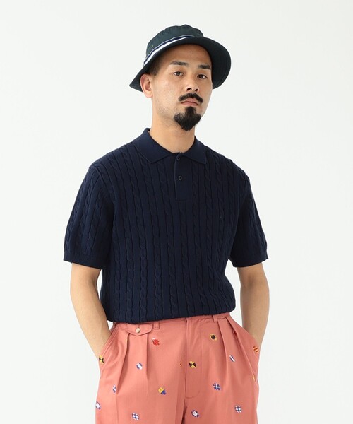 BEAMS+ ポロシャツ ケーブル ニット メンズ レディース