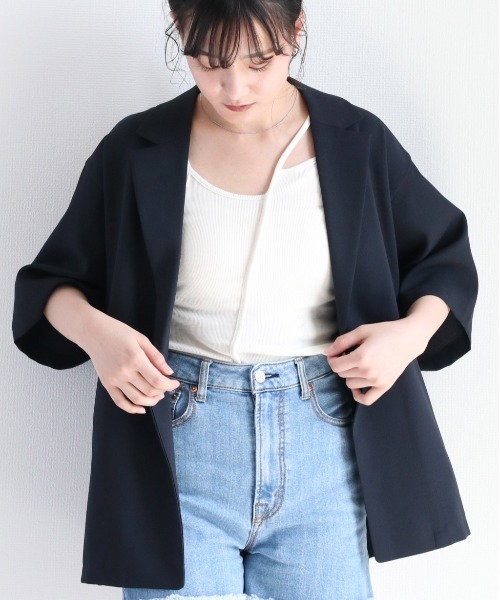 翠様　 LDリネンライクJK BK、グレー cepo ジャケット テーラードジャケット リネンライク イージー