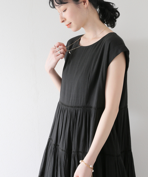SLOBE IENA normment/ノーメント ワンピース　ブラック SLOBE IENA ワンピース 【normment/ノーメント】 stripe cotton