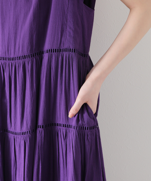 SLOBE IENA normment/ノーメント ワンピース　ブラック SLOBE IENA ワンピース 【normment/ノーメント】 stripe cotton