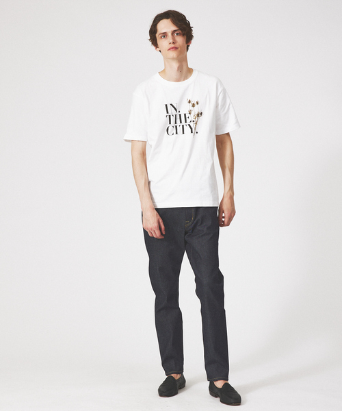 ABAHOUSE tシャツ 「INTHECITY」ドライフラワー 半袖 Tシャツ