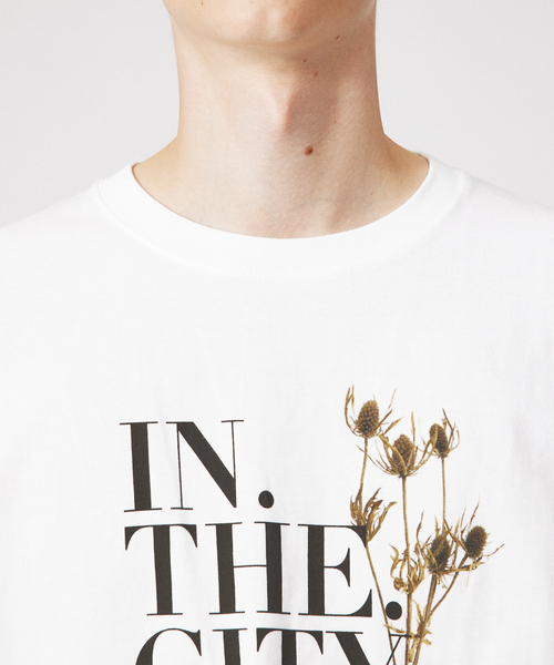 ABAHOUSE tシャツ 「INTHECITY」ドライフラワー 半袖 Tシャツ