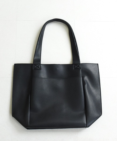 黒レザートートバッグ A4収納 DAY CLOSET トートバッグ 「A4収納可能」マルチに使えるきれいめ合皮