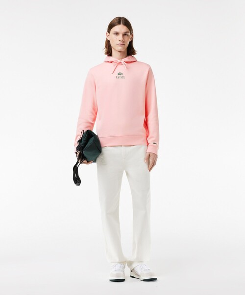lacosteパイルパーカー レディース LACOSTE パーカー 裏パイル クロップド丈 ワイドスウェット