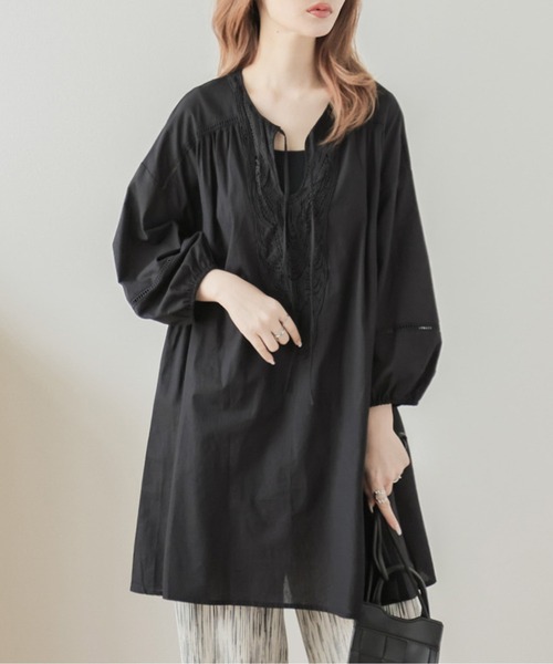 La-gemme ブラウス シャツ 刺繍チュニックブラウス レディース