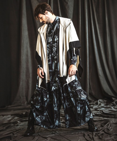 【未使用級】NO ID. ノーアイディー ポンチョ 変形 アシンメトリー シャツ NO ID.(ノーアイディー)】ｱｼﾝﾒﾄﾘｰﾎﾟﾝﾁｮSH シャツ(457006-280S