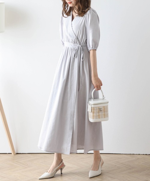 ドレッシングリネン　リネン100 ホワイト　カシュクールワンピース カシュクールワンピース リネンのおすすめ人気商品一覧 通販