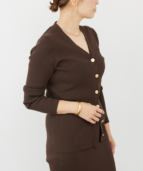 Deuxieme Classe　DINER B RIB Vネックカーディガン Deuxieme Classe カーディガン 追加 *DINER RIB Vネック