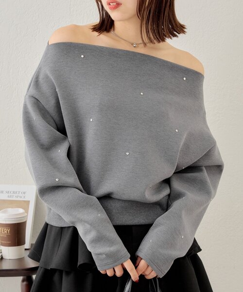 スパンコールオフショルスウェット Chico tシャツ 「WEB限定で再販決定！」スパンコールオフショル