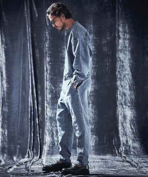 [新品]column オールインワン36 COTTON/LINEN POPLIN OVERSIZED STAND COLLAR SHIRT(M Black): S