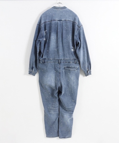 ANGENEHM オールインワン mp12738-Used processing denim all-in