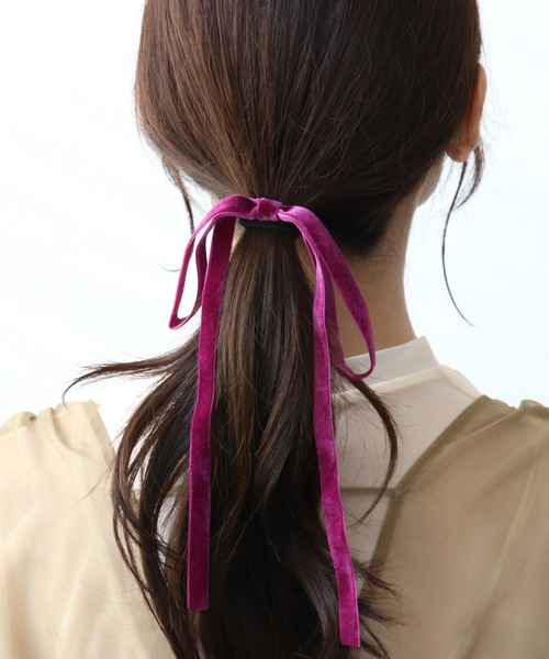 Three Four Time（スリーフォータイム） ヘアゴム ベロア細リボン