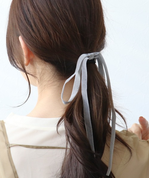 Three Four Time（スリーフォータイム） ヘアゴム ベロア細リボン