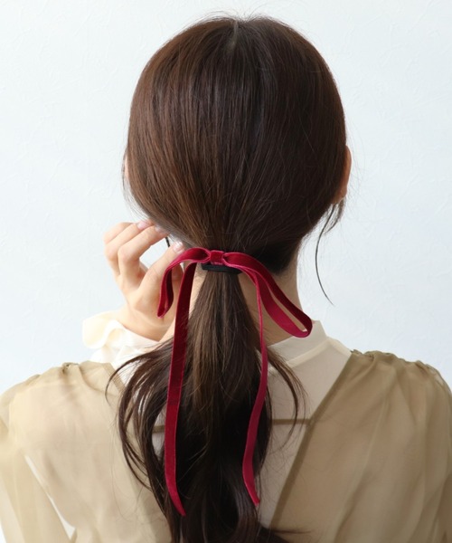 Three Four Time（スリーフォータイム） ヘアゴム ベロア細リボン