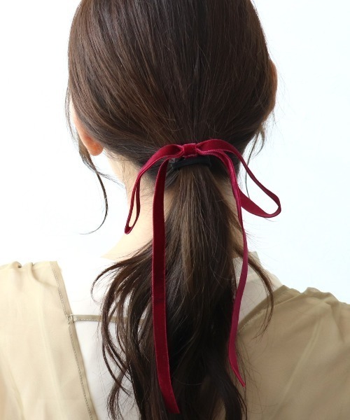 ヘアゴム No.14 Three Four Time（スリーフォータイム） ヘアゴム ベロア細リボン