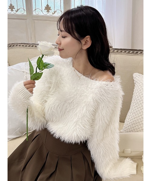 ニット セーター ロングシャギーニット レディース