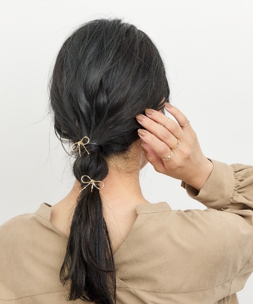 Heartdance ヘアクリップ メタルリボンフックポニー 2個セット
