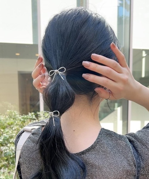 Heartdance ヘアクリップ メタルリボンフックポニー 2個セット