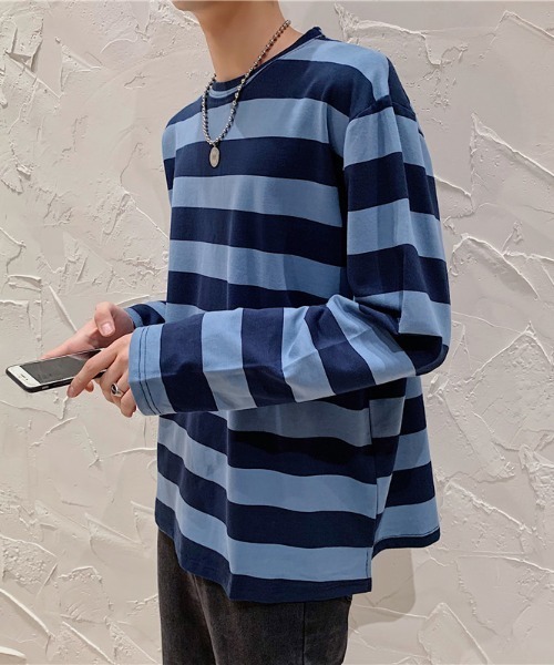 link lot tシャツ カラーワイドボーダーロンT「秋冬」 メンズ