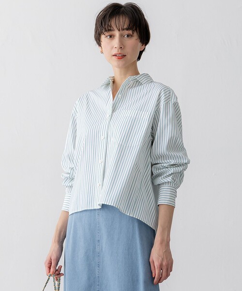 ブラウス シャツ 「洗える」CANCLINI クロップド テントライン シャツ レディース 23区 ブラウス シャツ 「洗える」CANCLINI クロップド テント