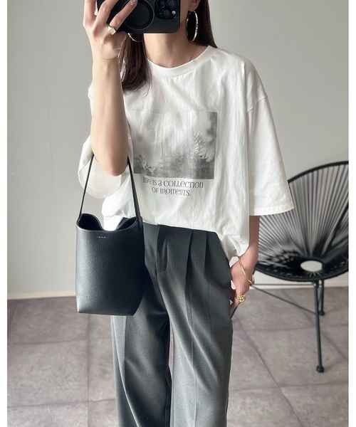 E-clat カットソー Eclat one tシャツ 「Eclat one」フォトプリント ロゴ ビッグサイズT