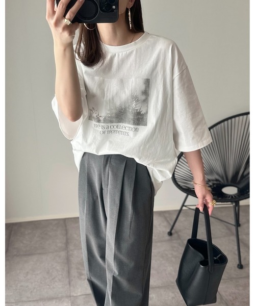 tシャツ 「定番」ロゴプリント製品染ビックTシャツ レディース iki｜製品染めロゴプリント BIG Tシャツ 3101CT007251 - iki