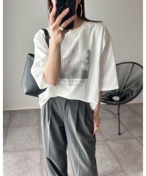 Chevon フォトプリントTシャツ　ブラック　XL 新品未開封品 セール】ロゴ箔プリントオーバーサイズTシャツ（Tシャツ