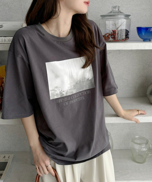 Eclat one tシャツ 「Eclat one」フォトプリント ロゴ ビッグ