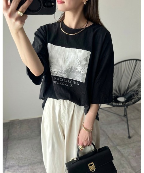 Eclat one tシャツ 半袖 「Eclat one」フォトプリント ロゴ ビッグ
