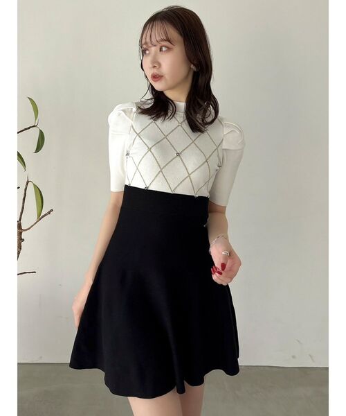 新品未使用　dazzlin モチーフパターンニットミニワンピース dazzlin ワンピース モチーフパターン半袖ニットワンピース