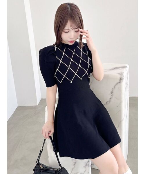 dazzlin（ダズリン） ワンピース モチーフパターン半袖ニット