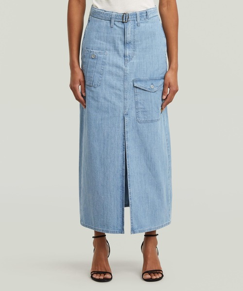 G-STAR RAW スカート BELTED CARGO LONG SKIRT/ベルトディテールデニム