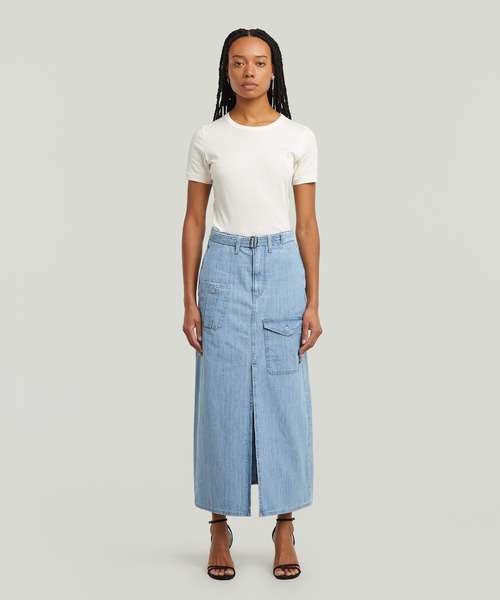 G-STAR RAW スカート BELTED CARGO LONG SKIRT/ベルトディテールデニム