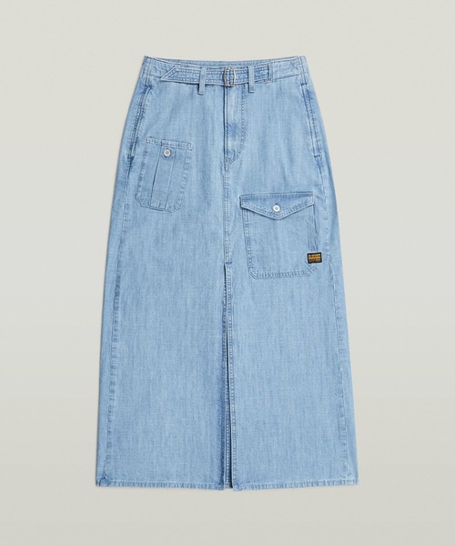 G-STAR RAW スカート BELTED CARGO LONG SKIRT/ベルトディテールデニム