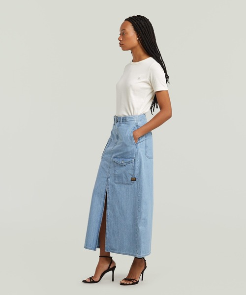 G-STAR RAW スカート BELTED CARGO LONG SKIRT/ベルトディテールデニム