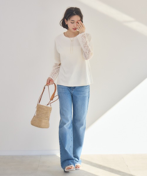 tシャツ 「KATHARINE ROSS」日本製 スクエアレース袖デザインプルオーバー レディース セール】【KATHARINE ROSS】日本製 スクエアレース袖デザイン