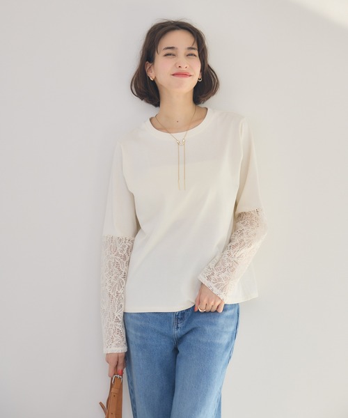 tシャツ 「KATHARINE ROSS」日本製 スクエアレース袖デザインプルオーバー レディース KATHARINE ROSS tシャツ 「KATHARINE ROSS」日本製 スクエア